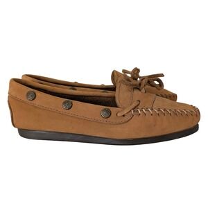 Minnetonka Suede Concho Wedge Moccasins Women 9M Boho Southwestern Hippie Casual